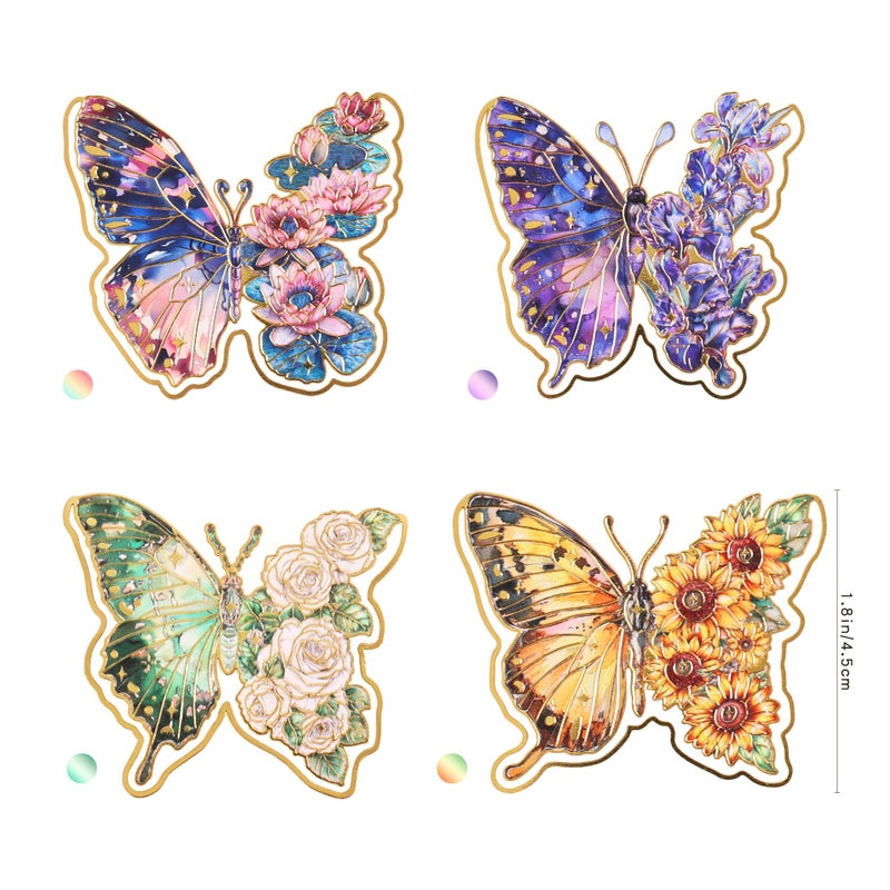 PAGEMORE 4 Pieces Metal Butterfly Bookmarks  Golden Clips Bookmark Oil Painting Theme Book Mark Bookmarks for Book Lovers Women Writers Readers Children Teens - Image 2
